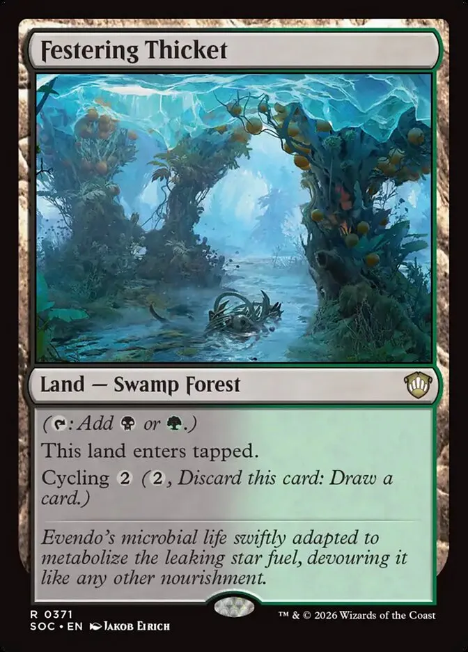 2026 Secrets of Strixhaven Commander Festering Thicket #371 rare card image