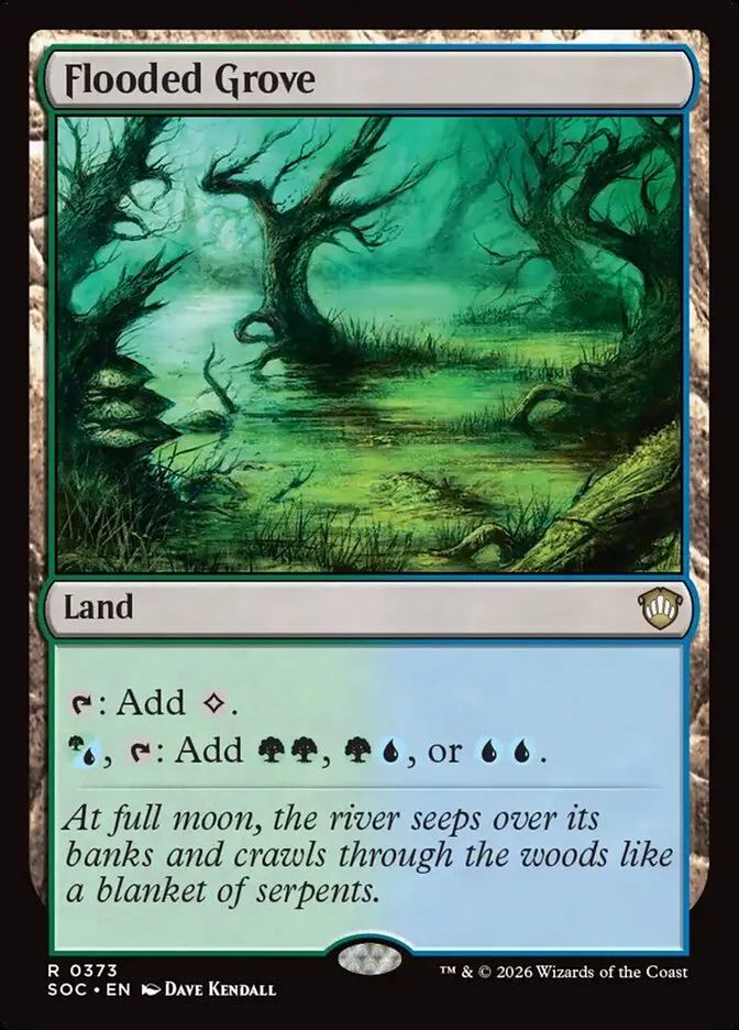 2026 Secrets of Strixhaven Commander Flooded Grove #373 rare card image