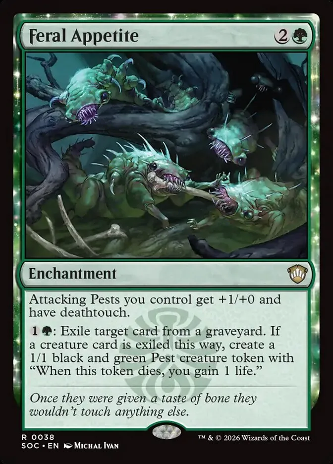 2026 Secrets of Strixhaven Commander Feral Appetite rare #38 rare card image