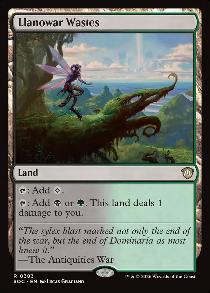 2026 Secrets of Strixhaven Commander Llanowar Wastes #383 rare card image