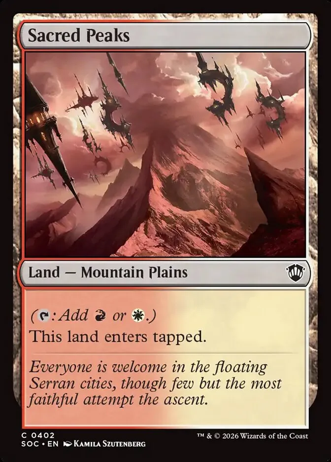 2026 Secrets of Strixhaven Commander Sacred Peaks common #402 common card image