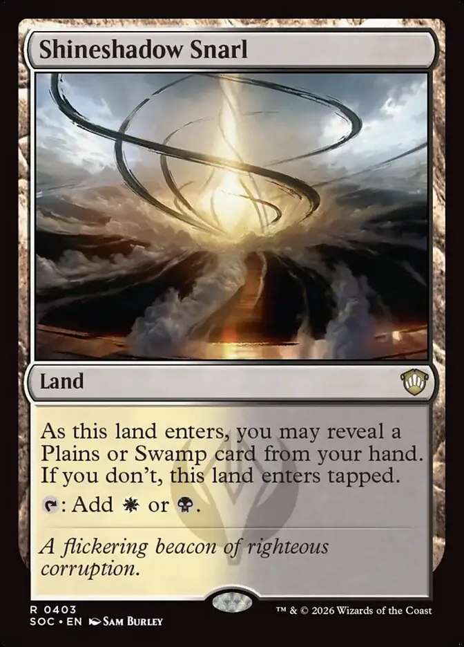 2026 Secrets of Strixhaven Commander Shineshadow Snarl #403 rare card image