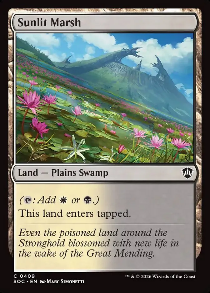 2026 Secrets of Strixhaven Commander Sunlit Marsh common #409 common card image