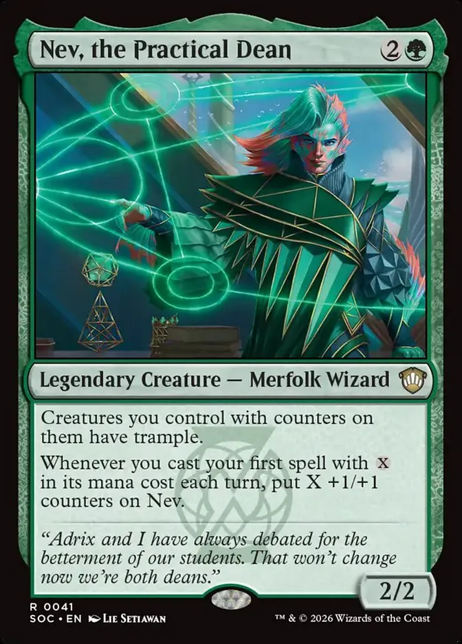 2026 Secrets of Strixhaven Commander Nev, the Practical Dean rare #41 rare card image