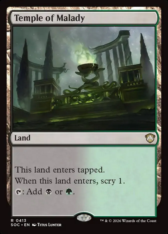 2026 Secrets of Strixhaven Commander Temple of Malady #413 rare card image