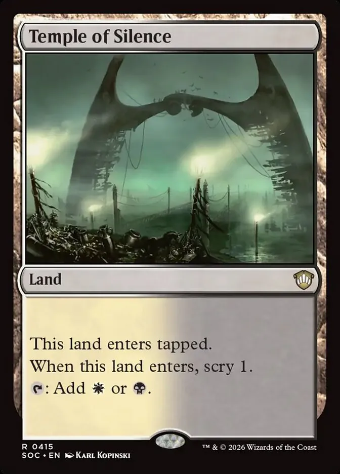 2026 Secrets of Strixhaven Commander Temple of Silence #415 rare card image