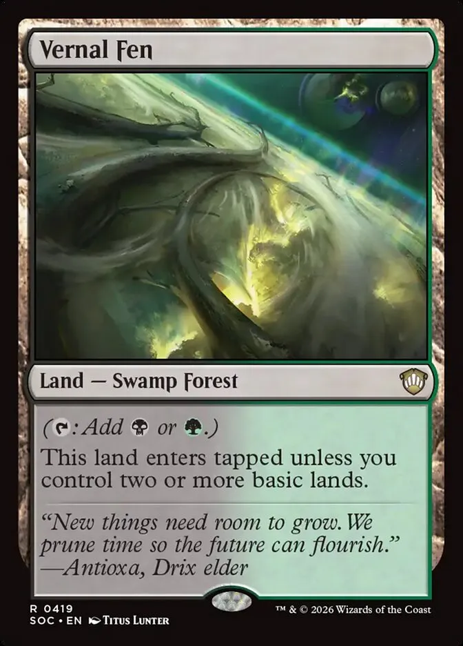 2026 Secrets of Strixhaven Commander Vernal Fen #419 rare card image