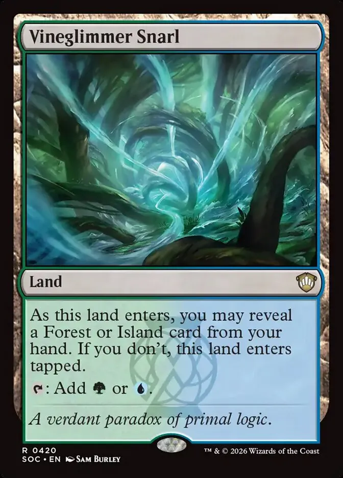 2026 Secrets of Strixhaven Commander Vineglimmer Snarl #420 rare card image