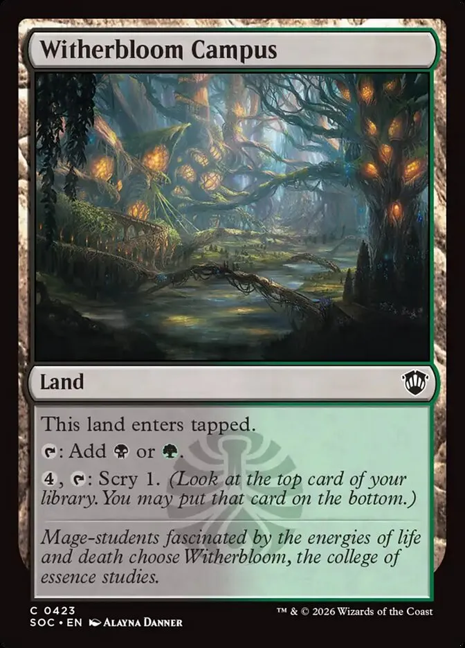 2026 Secrets of Strixhaven Commander Witherbloom Campus common #423 common card image
