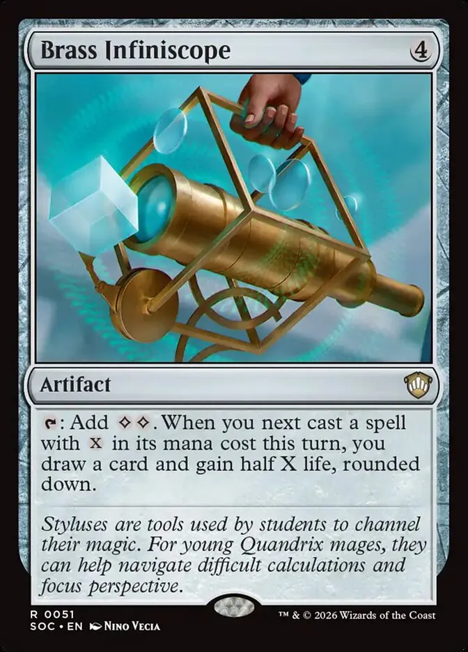 2026 Secrets of Strixhaven Commander Brass Infiniscope rare #51 rare card image