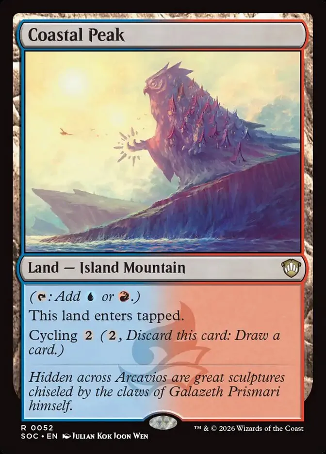 2026 Secrets of Strixhaven Commander Coastal Peak rare #52 rare card image