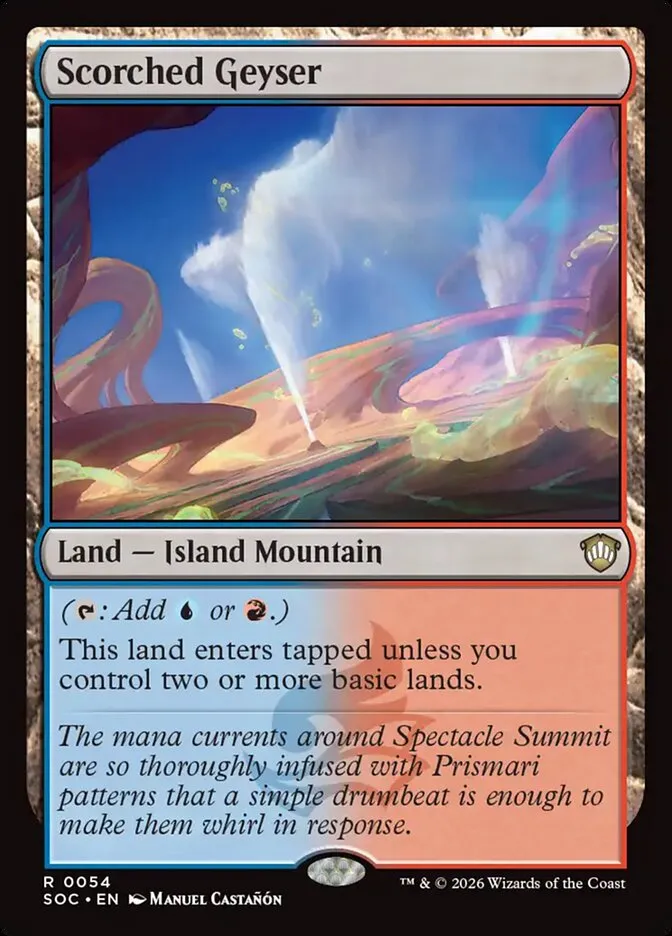 2026 Secrets of Strixhaven Commander Scorched Geyser rare #54 rare card image