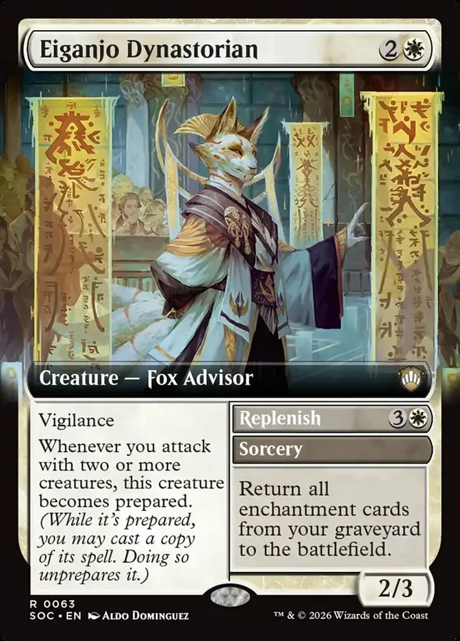 2026 Secrets of Strixhaven Commander Eiganjo Dynastorian // Replenish rare #63 rare card image