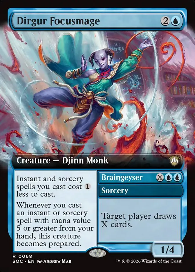 2026 Secrets of Strixhaven Commander Dirgur Focusmage // Braingeyser rare #68 rare card image