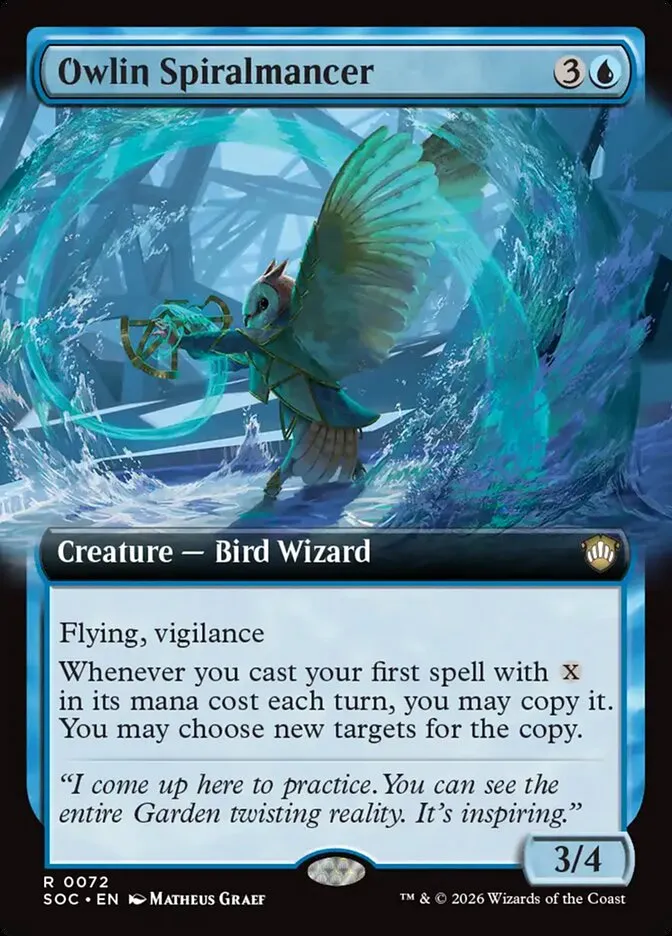 2026 Secrets of Strixhaven Commander Owlin Spiralmancer rare #72 rare card image