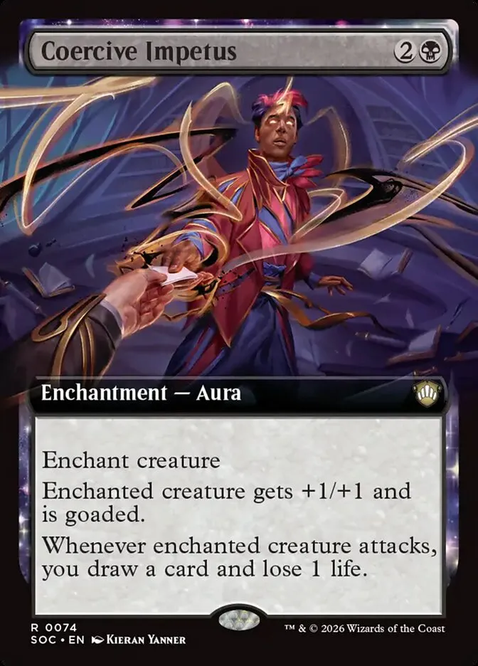 2026 Secrets of Strixhaven Commander Coercive Impetus rare #74 rare card image