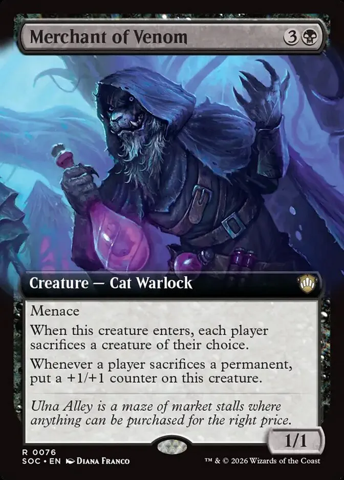 2026 Secrets of Strixhaven Commander Merchant of Venom rare #76 rare card image