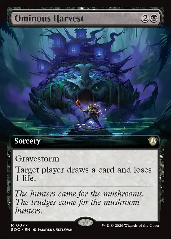 2026 Secrets of Strixhaven Commander Ominous Harvest rare #77 rare card image
