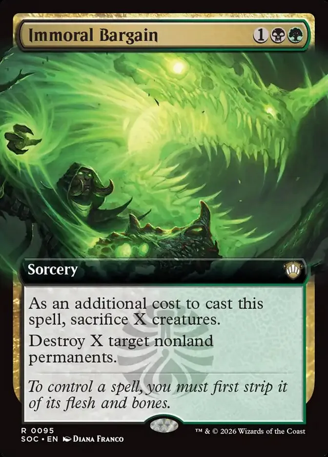 2026 Secrets of Strixhaven Commander Immoral Bargain rare #95 rare card image