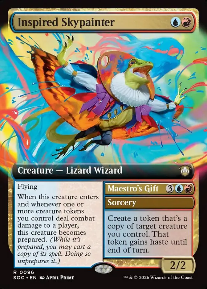2026 Secrets of Strixhaven Commander Inspired Skypainter // Maestro's Gift rare #96 rare card image