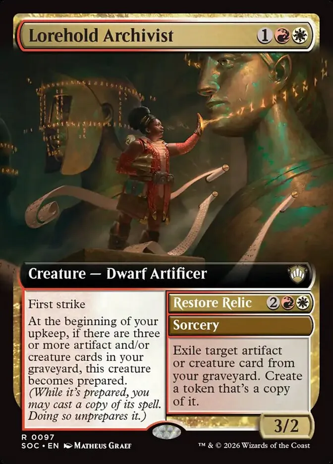2026 Secrets of Strixhaven Commander Lorehold Archivist // Restore Relic rare #97 rare card image