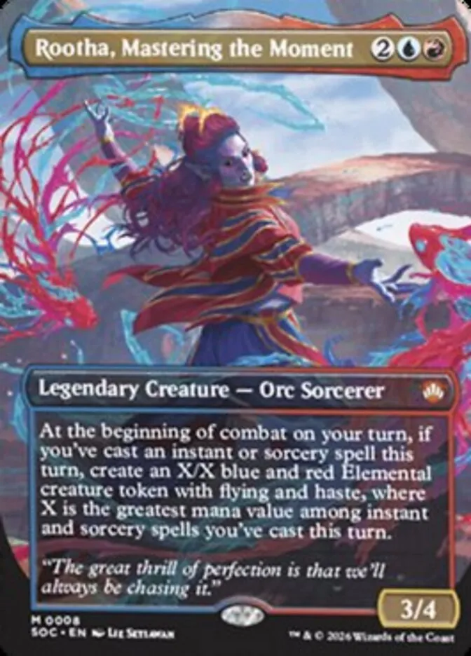 2026 Secrets of Strixhaven Commander Rootha, Mastering the Moment mythic #8 mythic card image