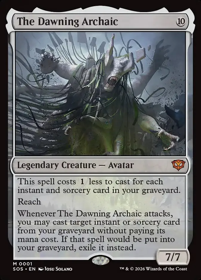 2026 Secrets of Strixhaven The Dawning Archaic mythic #1 mythic card image