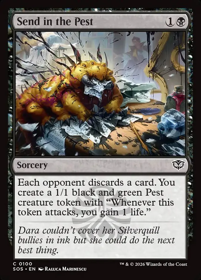 2026 Secrets of Strixhaven Send in the Pest [Foil] common #100 common card image