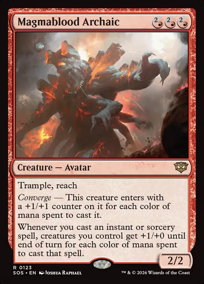 2026 Secrets of Strixhaven Magmablood Archaic #123 rare card image