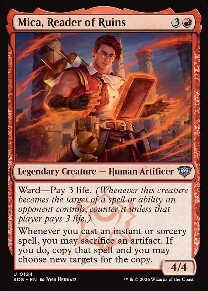 2026 Secrets of Strixhaven Mica, Reader of Ruins #124 uncommon card image