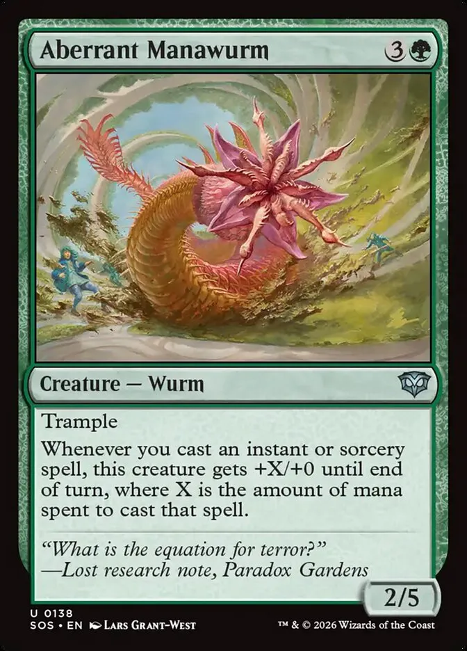 2026 Secrets of Strixhaven Aberrant Manawurm #138 uncommon card image