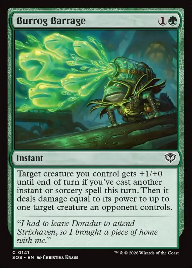 2026 Secrets of Strixhaven Burrog Barrage #141 common card image