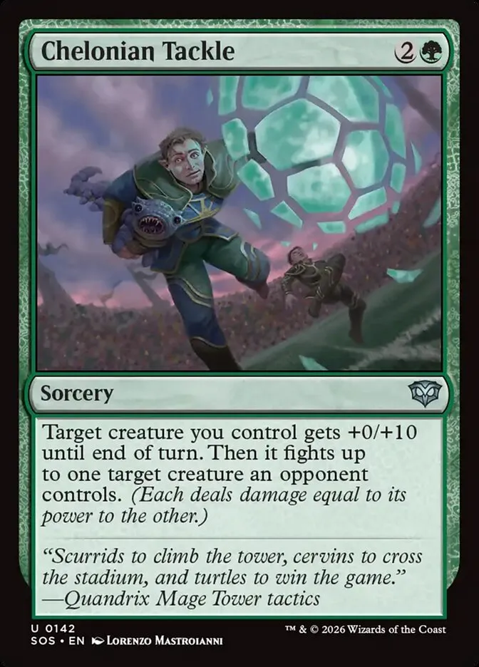 2026 Secrets of Strixhaven Chelonian Tackle #142 uncommon card image