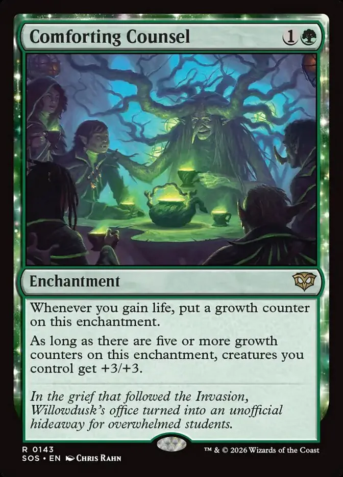 2026 Secrets of Strixhaven Comforting Counsel [Promo Foil] rare #143 rare card image