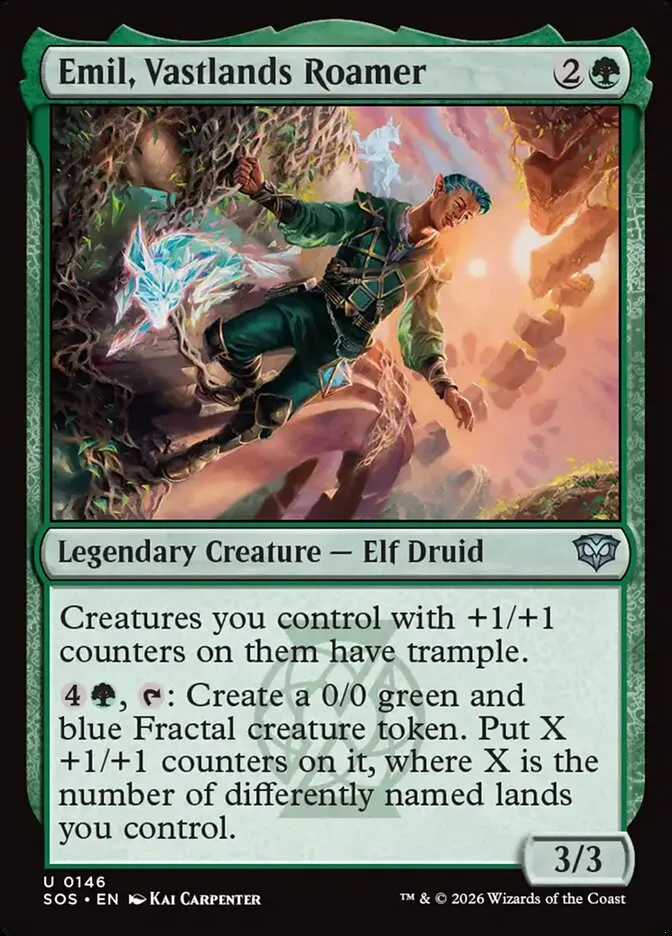 2026 Secrets of Strixhaven Emil, Vastlands Roamer #146 uncommon card image