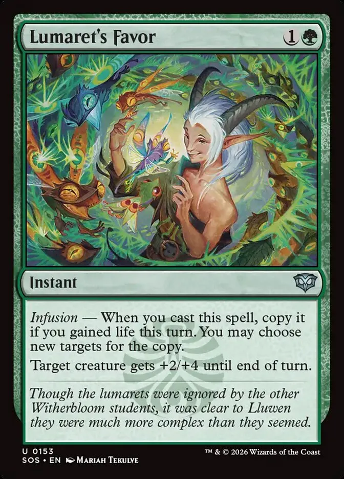 2026 Secrets of Strixhaven Lumaret's Favor #153 uncommon card image
