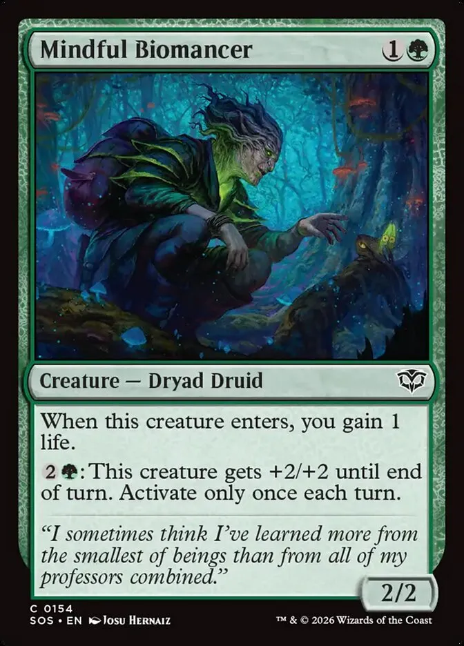 2026 Secrets of Strixhaven Mindful Biomancer #154 common card image