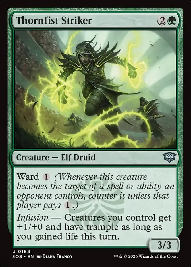 2026 Secrets of Strixhaven Thornfist Striker #164 uncommon card image