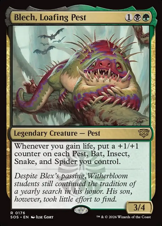 2026 Secrets of Strixhaven Blech, Loafing Pest [Promo Foil] rare #176 rare card image