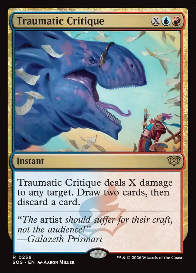 2026 Secrets of Strixhaven Traumatic Critique #239 rare card image