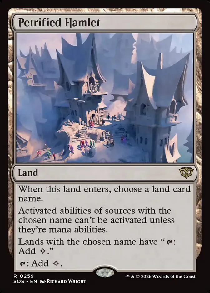 2026 Secrets of Strixhaven Petrified Hamlet #259 rare card image