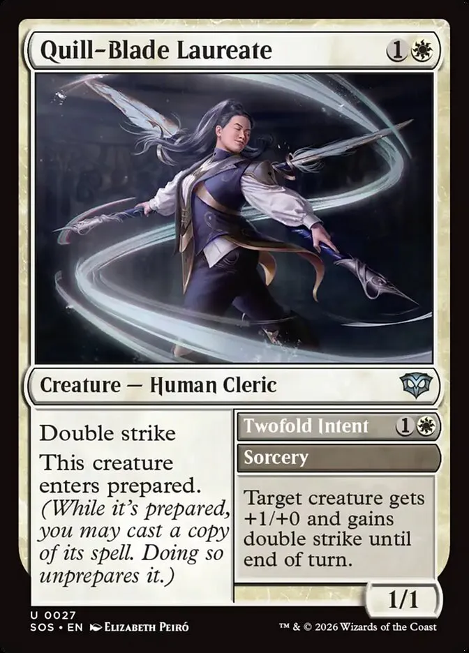 2026 Secrets of Strixhaven Quill-Blade Laureate // Twofold Intent uncommon #27 uncommon card image