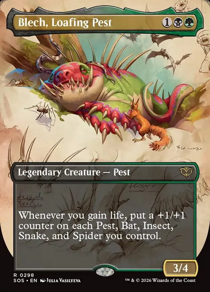 2026 Secrets of Strixhaven Blech, Loafing Pest rare #298 rare card image