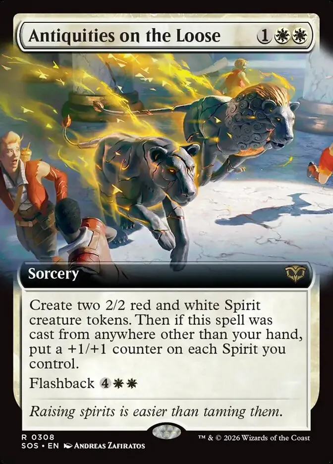 2026 Secrets of Strixhaven Antiquities on the Loose [Extended Art Foil] rare #308 rare card image