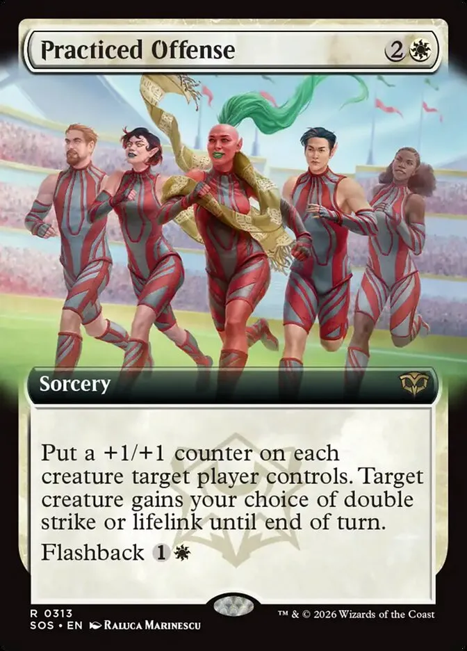 2026 Secrets of Strixhaven Practiced Offense [Extended Art Foil] rare #313 rare card image