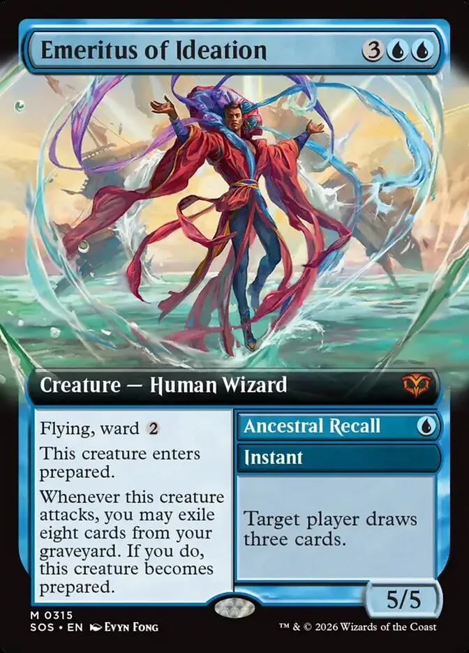 2026 Secrets of Strixhaven Emeritus of Ideation // Ancestral Recall [Extended Art Foil] mythic #315 mythic card image