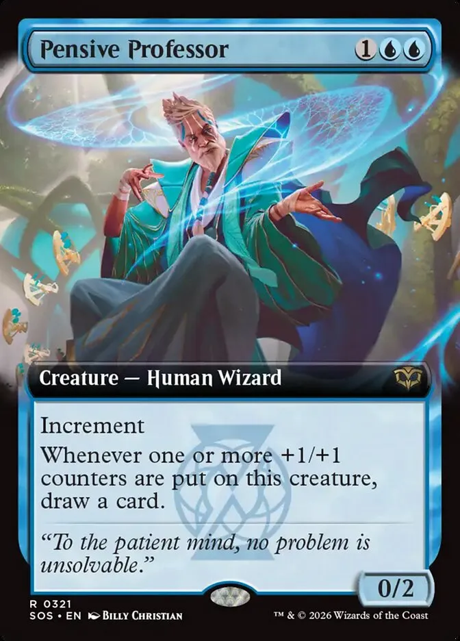 2026 Secrets of Strixhaven Pensive Professor [Extended Art Foil] rare #321 rare card image