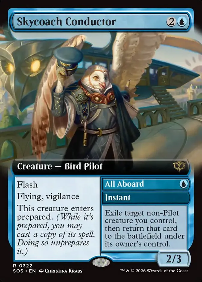2026 Secrets of Strixhaven Skycoach Conductor // All Aboard [Extended Art Foil] rare #322 rare card image
