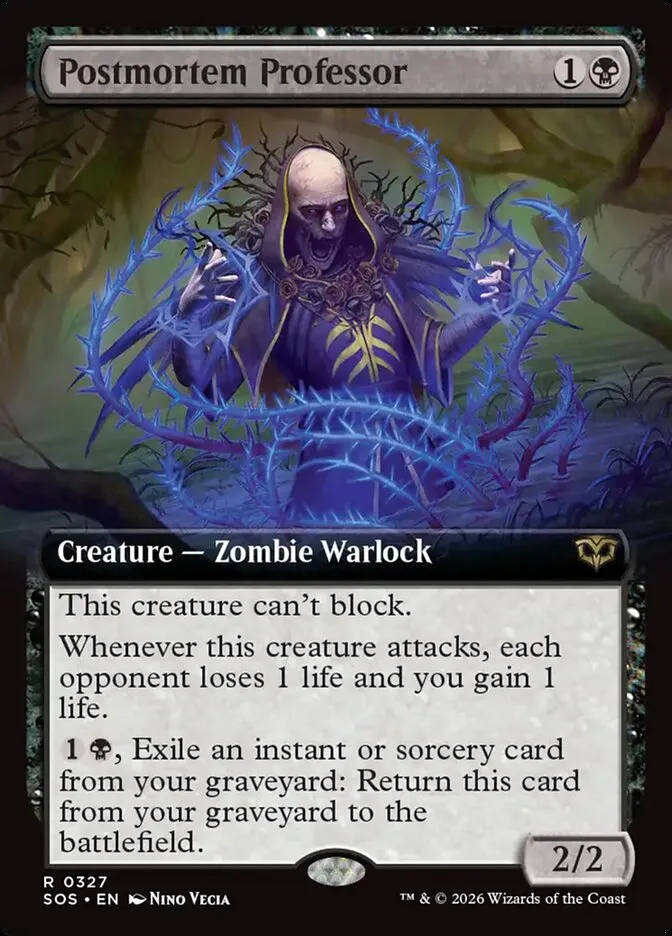 2026 Secrets of Strixhaven Postmortem Professor [Extended Art Foil] rare #327 rare card image
