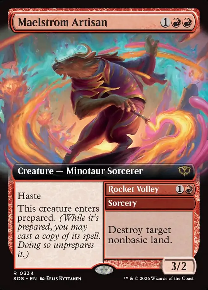 2026 Secrets of Strixhaven Maelstrom Artisan // Rocket Volley [Extended Art Foil] rare #334 rare card image